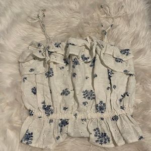 Cropped tank top with floral pattern